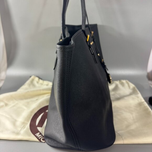 MICHAEL KORS JET SET SAFFIANO LEATHER BLACK TOTE - Picture 5 of 14